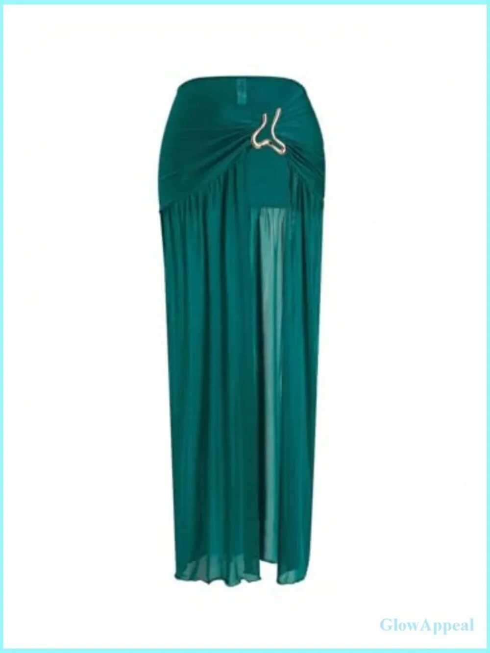 3 Piece Swimsuit Ruched Ring Linked Bikini Set with Cover Up Skirt